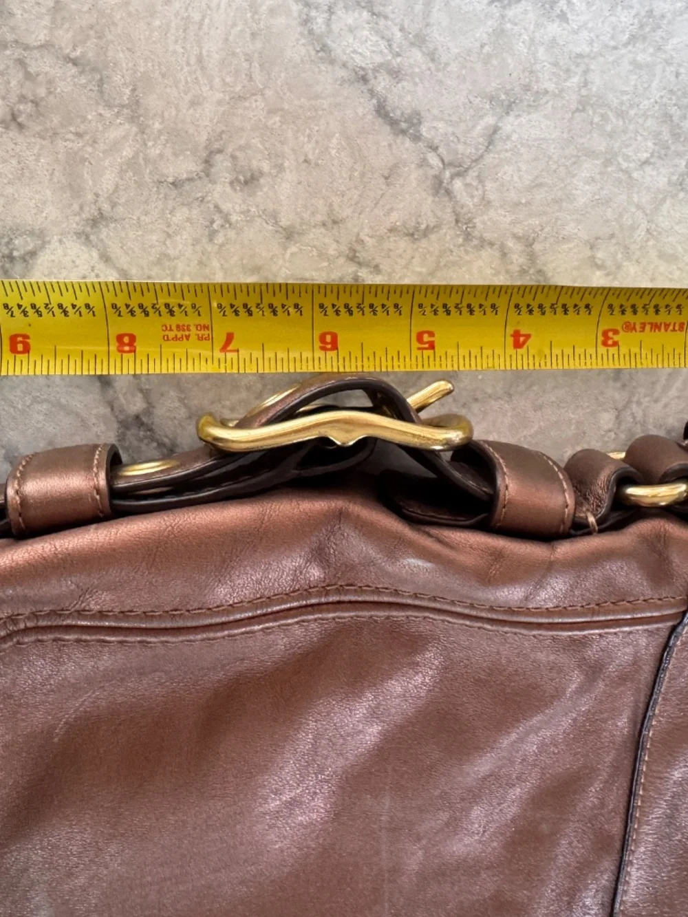 Coach Zoe 12669 Metallic Bronze Leather Hobo Shoulder Bag